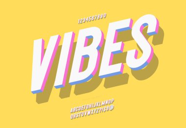 Vektör titreşimleri yazı tipi 3d kalın biçimi