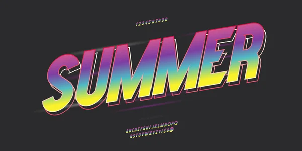 Summer party font 3d bold color style — Stock Vector