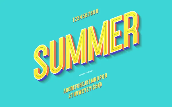 矢量有趣的夏季字体3D粗体颜色风格 — 图库矢量图片