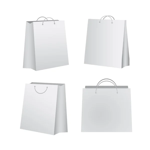 Bolso de compras vectorial 3d estilo realista color blanco — Vector de stock