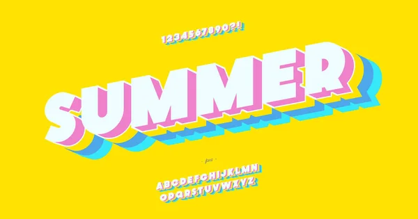 矢量夏季字体3D粗体颜色风格 — 图库矢量图片