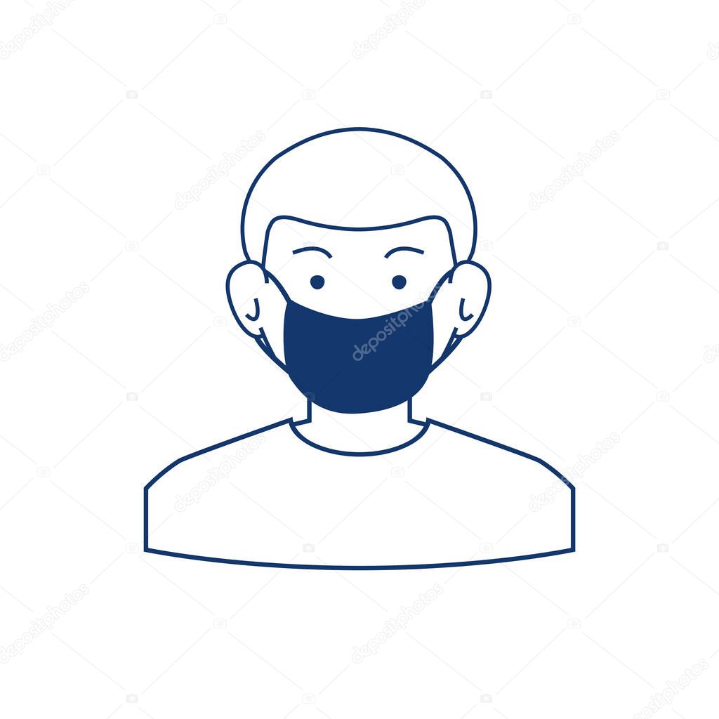 Man in medical face mask icon vector