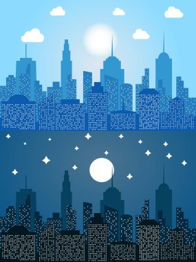 Cityscape gündüz ve gece zaman