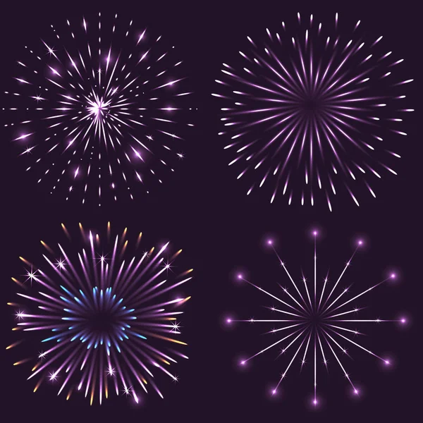 Festival köpüklü fireworks küme — Stok Vektör