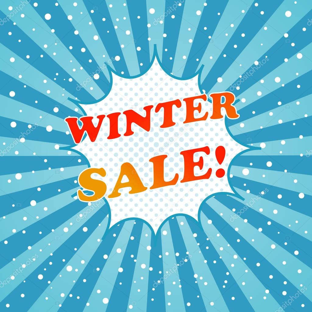 Winter sale promotional comic poster template