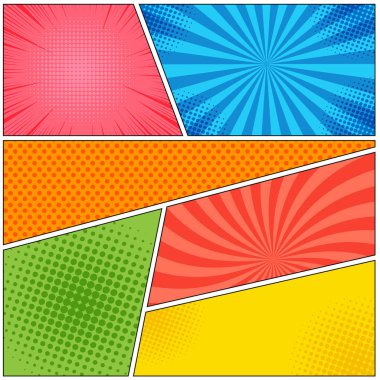 Çizgi roman sayfa renkli arka şablonu