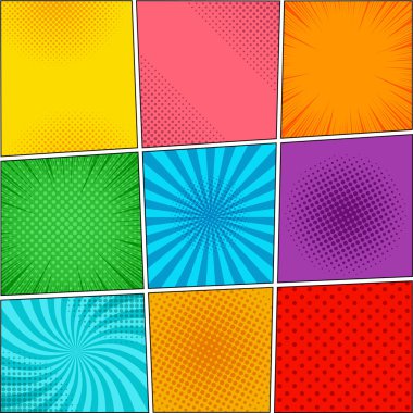 Çizgi roman renkli arka planlar koleksiyonu