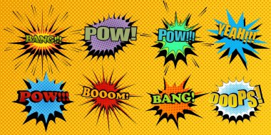 Renkli komedi konuşma baloncukları