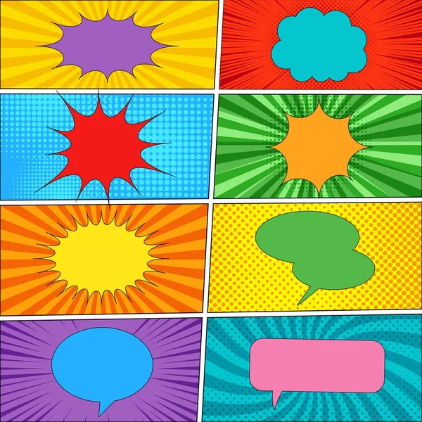 Comic backgrounds and speech bubbles collection — Stock Vector