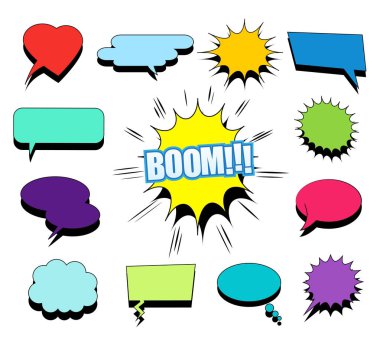 Komik boş konuşma kabarcıklar ve bulutlar seti