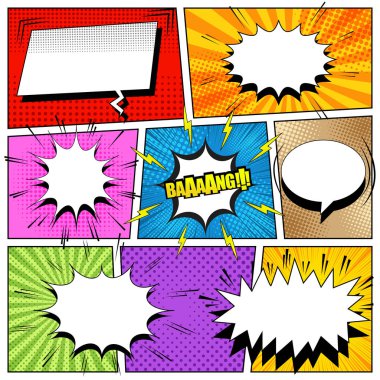 Çizgi roman renkli kompozisyon