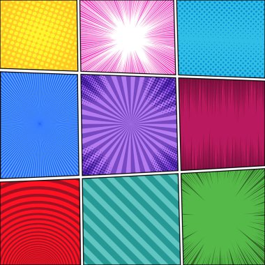 Çizgi roman renkli parlak şablonu