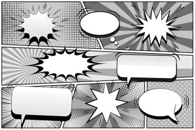 Çizgi roman sayfası tek renkli retro şablonu