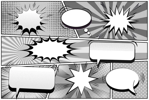 Page de bande dessinée modèle rétro monochrome — Image vectorielle