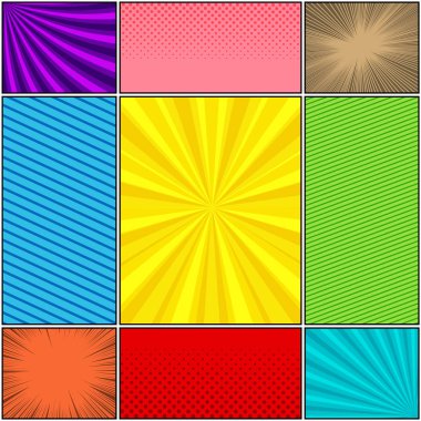 Çizgi roman renkli arka planlar seti