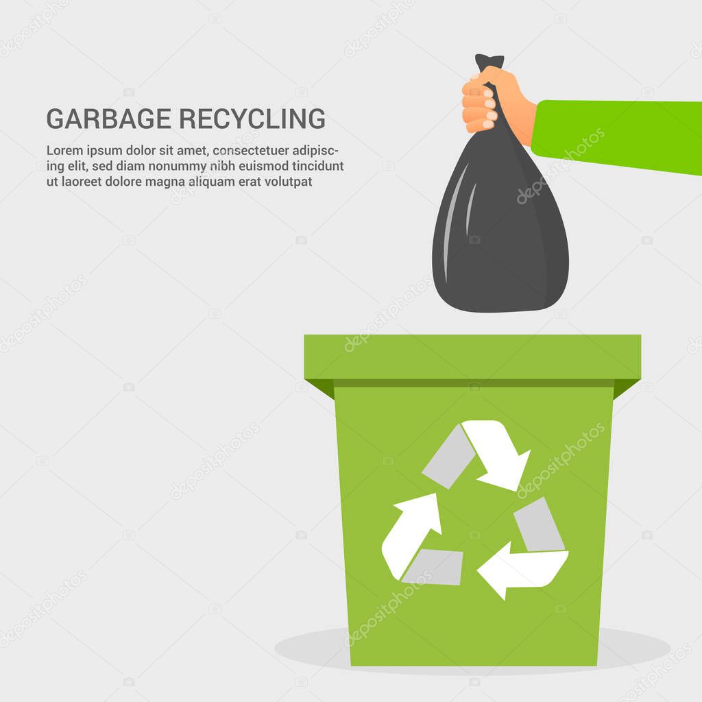 Flat garbage recycling colorful concept