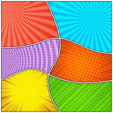 Komik renkli çerçeve bileşimi