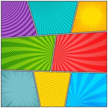 Çizgi roman çerçeveleri renkli kompozisyon