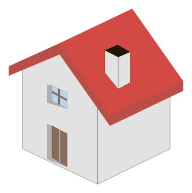 Kırmızı çatı ile küçük ev