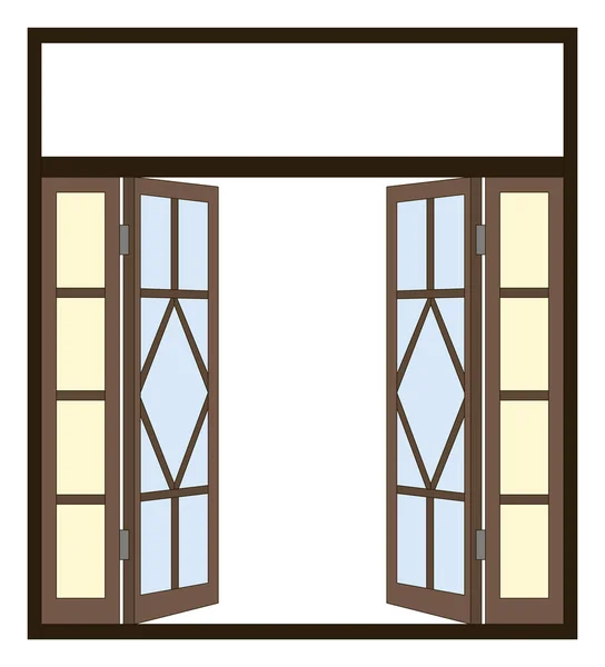 A janela de madeira aberta — Vetor de Stock