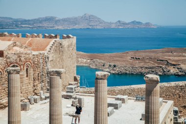 Lindos. Akropolis. Propylaea merdiven. Temmuz 2016