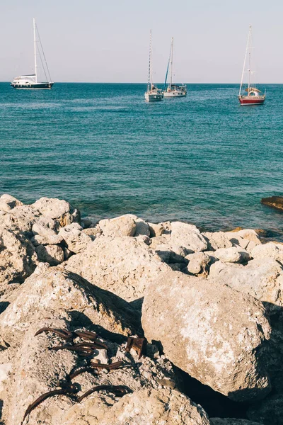 Rhodos Mittelmeerküste Griechenland Meer Jacht — Stockfoto