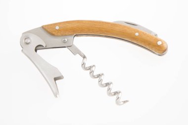 Beyaz arka plan üzerinde şarap tirbuşon