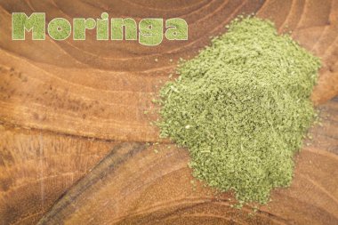 Ahşap arka plan - Moringa oleifera Moringa toz