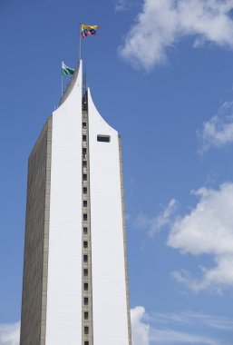 Medellin, Antioquia / Kolombiya - 03 Ağustos 2017. Coltejer bina, antik tiyatro ve Europa hotel 1968 ve bitiş dört yıl sonra 1972 yılında başlayan: Junin yaptırılmıştır.