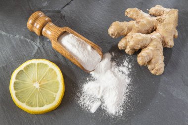 Limon, pişirme ve zencefil kökü