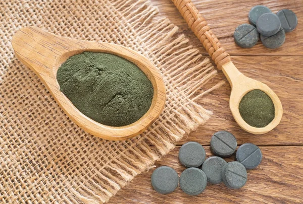 Spirulina Pulver Und Pillen Spirulina — Stockfoto