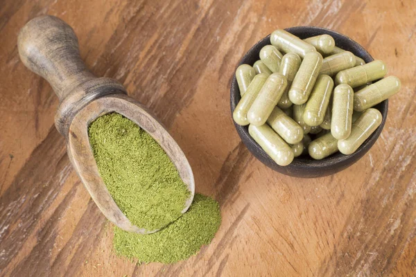 Capsules Met Poeder Moringa Moringa Oleifera — Stockfoto