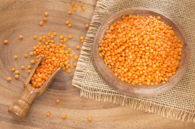 Turuncu ham mercimek taneleri. Organik Kuru tahıl