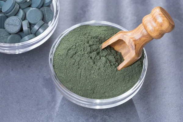 Spirulina Poeder Pillen Spirulina — Stockfoto