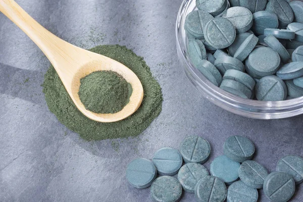 Spirulina Poeder Pillen Spirulina — Stockfoto