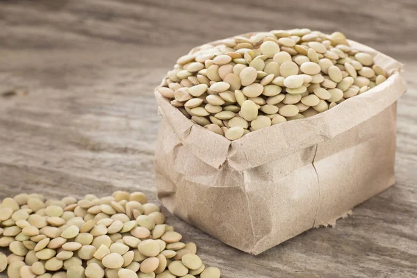 Raw Lentils Paper Bag Lens Culinaris — Stock Photo, Image