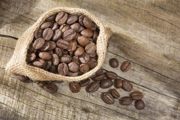 Rostat Kaffe Trä Bakgrund Coffea — Stockfoto