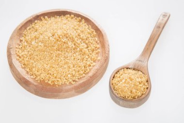 Kahverengi şeker ahşap kase