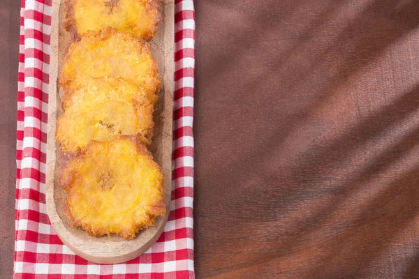 Patacn Fried Flattened Pieces Green Plantain Tostn Tachino — Stock Photo, Image