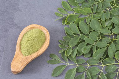 Taze yapraklar ve moringa tozu Moringa oleifera