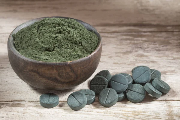 Spirulina Poeder Pillen Spirulina — Stockfoto