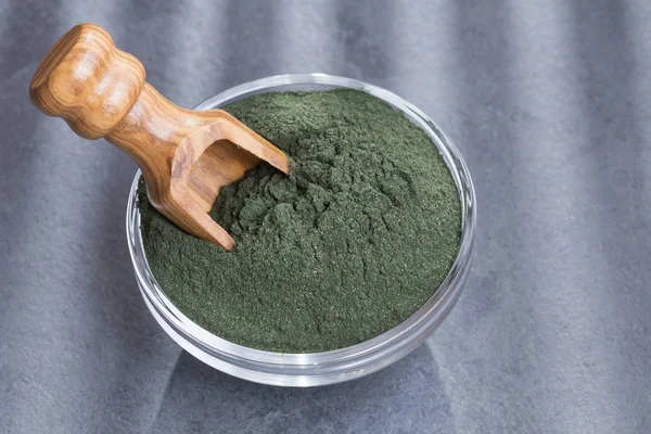 Spirulina Algenpulver Der Schüssel — Stockfoto