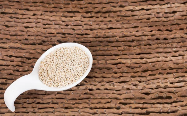 Organic Quinoa Seeds Bowl Spoon — Stock Photo, Image