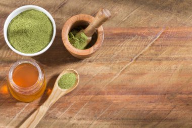 Organik moringa toz kase ve kaşık - Moringa oleifera