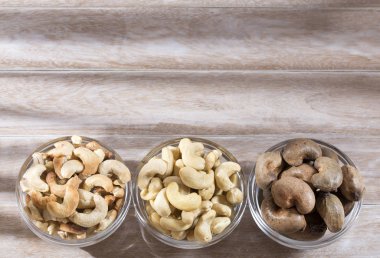 Ahşap arka plan - Anacardium occidentale kaşu somun