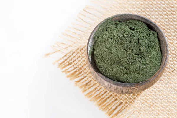 Espirulina en polvo. Spirulina alga. vista superior - Espirulina — Foto de Stock