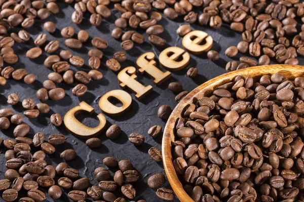 Brunrostade kaffebönor - Coffea — Stockfoto