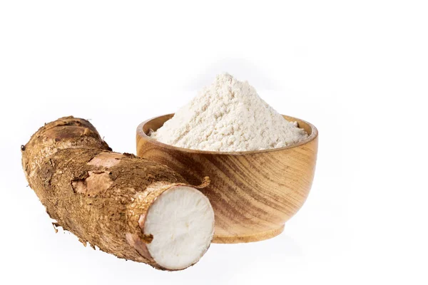 Raw cassava starch - Manihot esculenta. White background — Stock Photo, Image