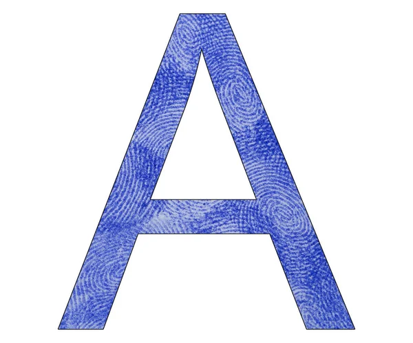 Blue fingerprint - Letter A of the alphabet — Stock Photo, Image