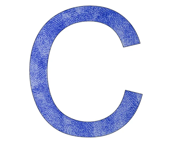 Empreinte digitale bleue - Lettre C de l'alphabet — Photo